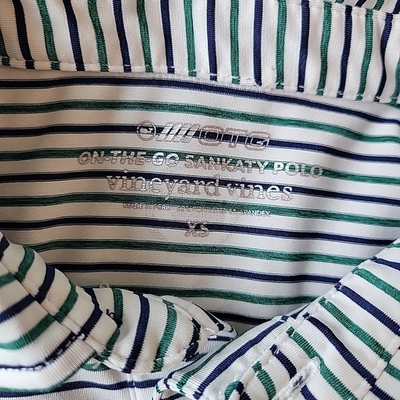 Vineyard Vines On The Go Sankaty Polo Men's XS Green Striped Performance Shirt - Picture 4 of 8